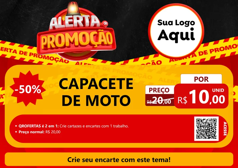 Modelo de Cartaz para Cartaz A4 Horizontal com o tema Alerta de Promoção para Moto peças