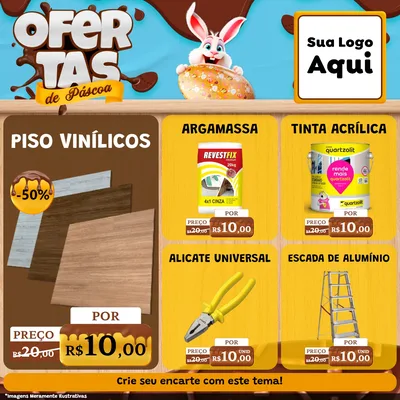 Modelo de Rede Social para Feed Facebook com o tema Ofertas de Páscoa para Material para Construção