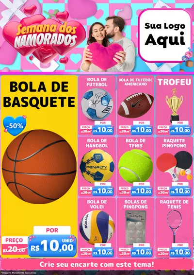 Modelo de Encarte para Encarte A4 Vertical com o tema Semana dos Namorados para Artigos Esportivos