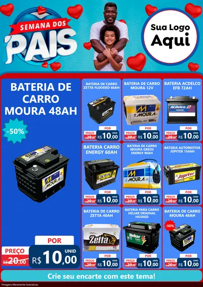 Modelo de Encarte para Encarte A4 Vertical com o tema Semana Dos Pais para Baterias Elétricas