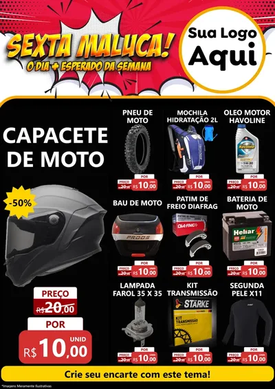Modelo de Encarte para Encarte A4 Vertical com o tema Sexta Maluca! para Moto peças