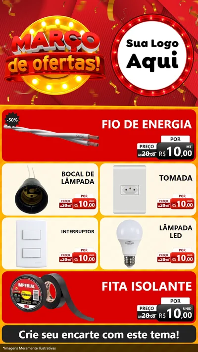 Modelo de TV para TV Vertical com o tema Março de Ofertas! para Materiais Elétricos