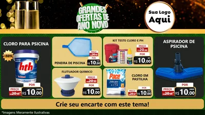 Modelo de TV para TV Horizontal com o tema Grandes Ofertas de Ano Novo para Produtos para Piscina