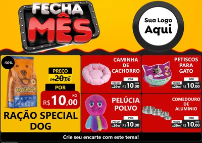 Modelo de Encarte para Encarte A4 Horizontal com o tema Fecha Mês para Pet Shop