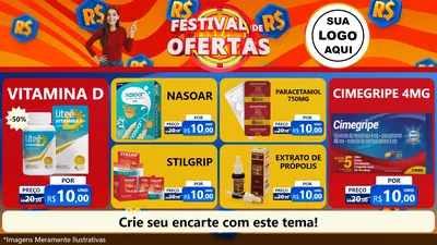 Modelo de TV para TV Horizontal com o tema Festival de Ofertas para Farmácia