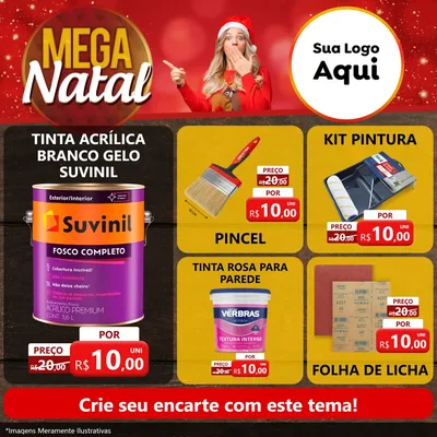 Modelo de Rede Social para Feed Facebook com o tema Mega Natal para Tintas e Ferramentas