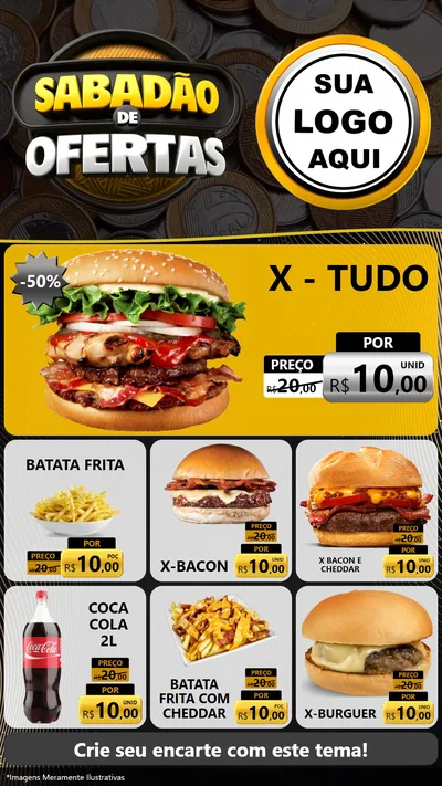 Modelo de Rede Social para Stories com o tema Sabadão de Ofertas para Hamburgueria