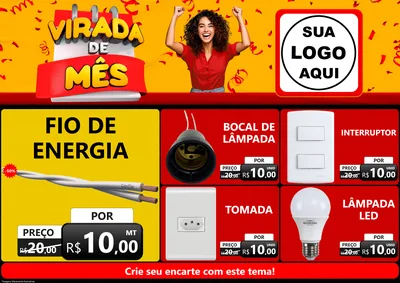 Modelo de Encarte para Encarte A4 Horizontal com o tema Virada de Mês para Materiais Elétricos