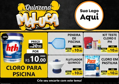 Modelo de Encarte para Encarte A4 Horizontal com o tema Quinzena Maluca para Produtos para Piscina