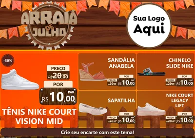 Modelo de Encarte para Encarte A4 Horizontal com o tema Arraiá de Julho - Junina para Calçados