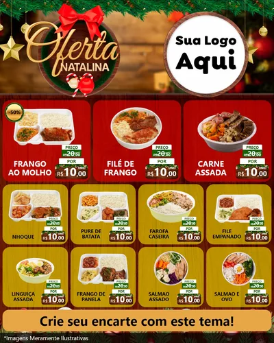 Modelo de Rede Social para Feed Instagram com o tema Ofertas Natalina para Restaurante