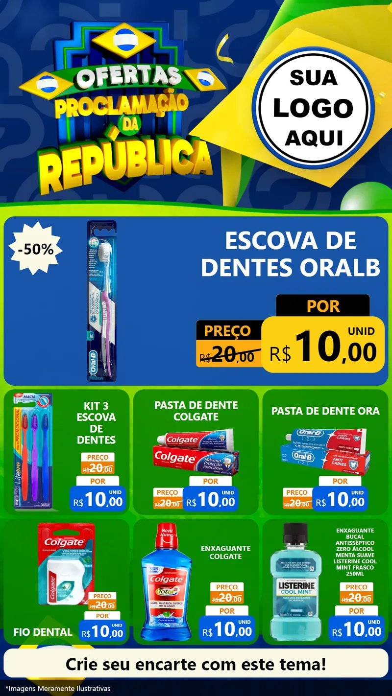 Modelo de Rede Social para Stories com o tema Ofertas Proclamação da República para Higiene Pessoal