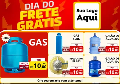 Modelo de Encarte para Encarte A4 Horizontal com o tema Dia do Frete Grátis para Água e gás