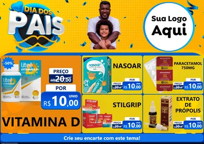 Modelo de Encarte para Encarte A4 Horizontal com o tema Dia dos Pais para Farmácia