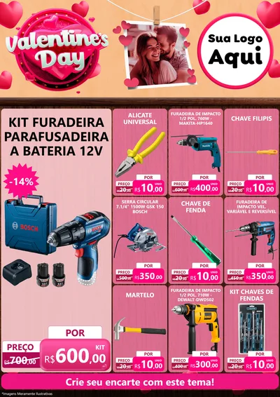 Modelo de Encarte para Encarte A4 Vertical com o tema Valentine's Day para Maquinas e Ferramentas