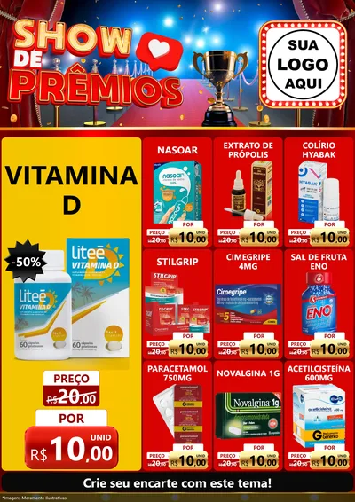 Modelo de Encarte para Encarte A4 Vertical com o tema Show de Prêmios para Farmácia