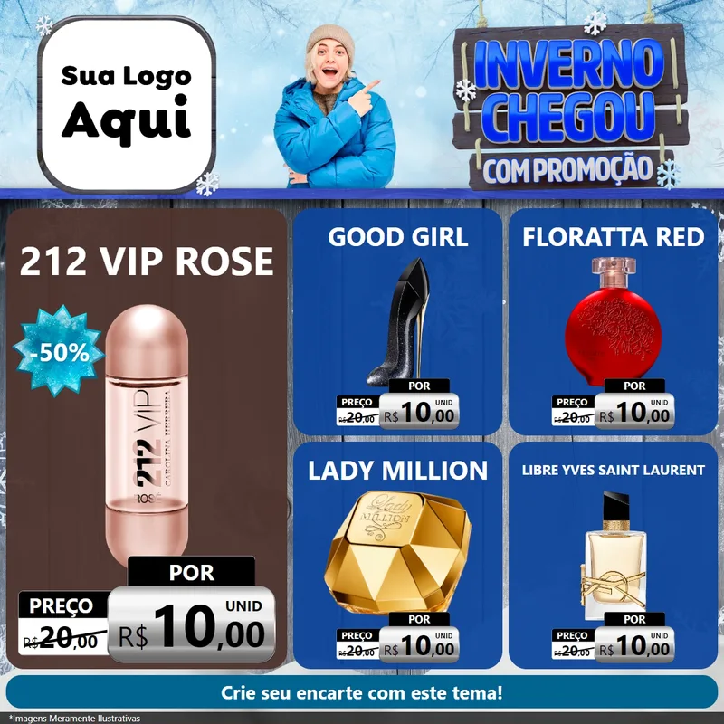 Modelo de Rede Social para Feed Facebook com o tema Inverno Chegou Com Promoção para Perfumes