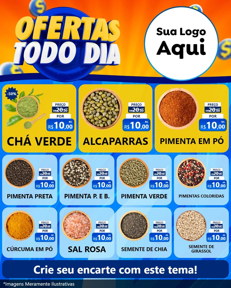 Modelo de Rede Social para Feed Instagram com o tema Ofertas Todo Dia para Produtos Naturais