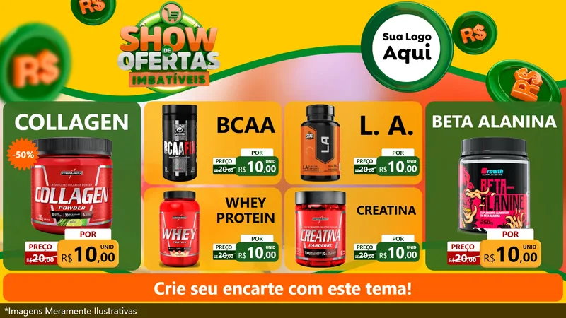 Modelo de TV para TV Horizontal com o tema Show de Ofertas Imbatíveis para Suplementos alimentares