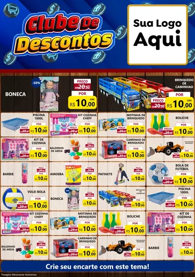 Modelo de Encarte para Encarte A4 Vertical com o tema Clube de Descontos para Brinquedos