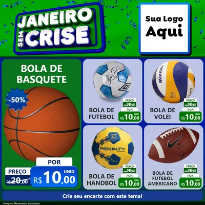 Modelo de Rede Social para Feed Facebook com o tema Janeiro Sem Crise para Artigos Esportivos