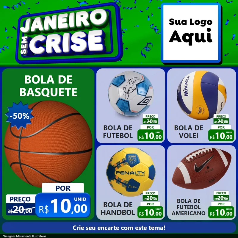 Modelo de Rede Social para Feed Facebook com o tema Janeiro Sem Crise para Artigos Esportivos