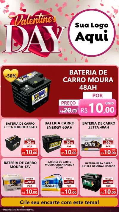 Modelo de Rede Social para Stories com o tema Valentine's Day para Baterias Elétricas