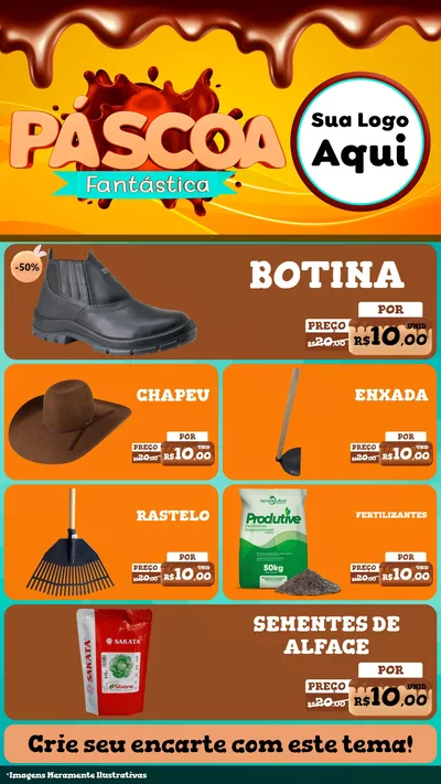 Modelo de TV para TV Vertical com o tema Páscoa Fantástica para Agropecuária