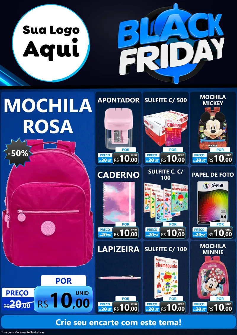 Modelo de Encarte para Encarte A4 Vertical com o tema Black Friday para Papelaria
