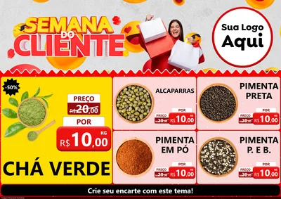Modelo de Encarte para Encarte A4 Horizontal com o tema Semana do Cliente para Produtos Naturais
