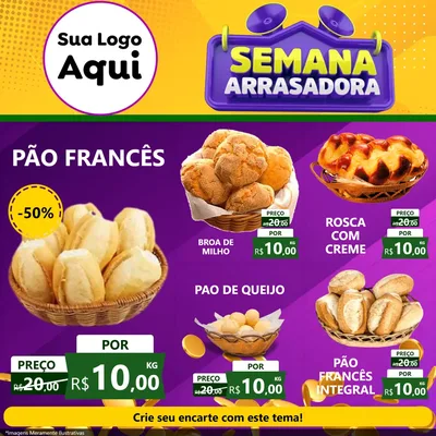 Modelo de Rede Social para Feed Facebook com o tema Semana Arrasadora para Padaria