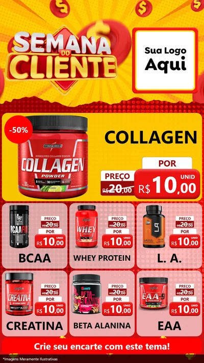 Modelo de Rede Social para Stories com o tema Semana do Cliente para Suplementos alimentares