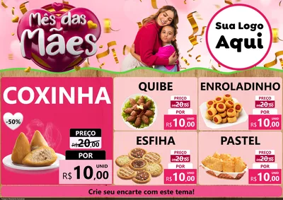 Modelo de Encarte para Encarte A4 Horizontal com o tema Mês das Mães para Salgadaria