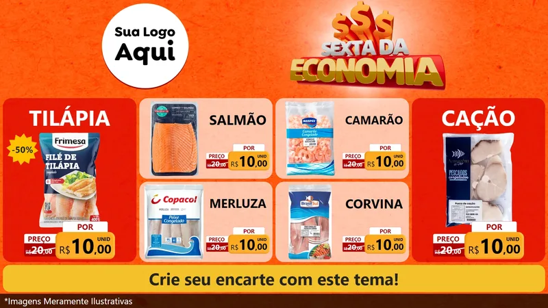 Modelo de TV para TV Horizontal com o tema Sexta da Economia para Peixaria