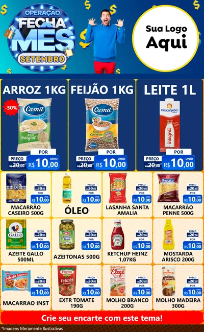 Modelo de Encarte para Encarte Grande com o tema Operação Fecha Mês Setembro para Supermercado