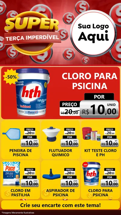 Modelo de Rede Social para Stories com o tema Super Terça Imperdível para Produtos para Piscina