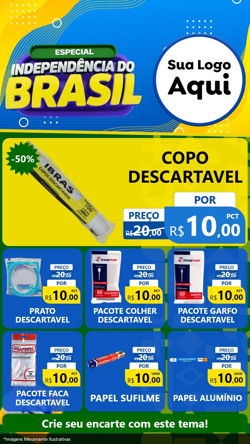 Modelo de Rede Social para Stories com o tema Especial Independência do Brasil para Embalagens