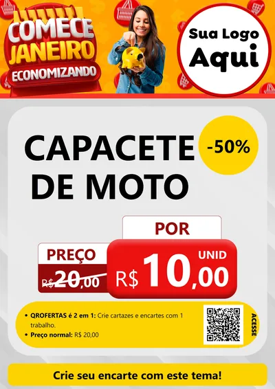 Modelo de Cartaz para Cartaz A4 Vertical com o tema Comece Janeiro Economizando para Moto peças