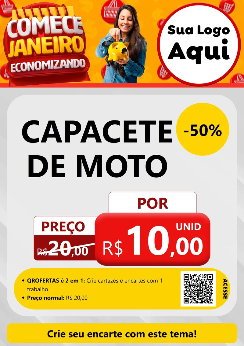 Modelo de Cartaz para Cartaz A4 Vertical com o tema Comece Janeiro Economizando para Moto peças