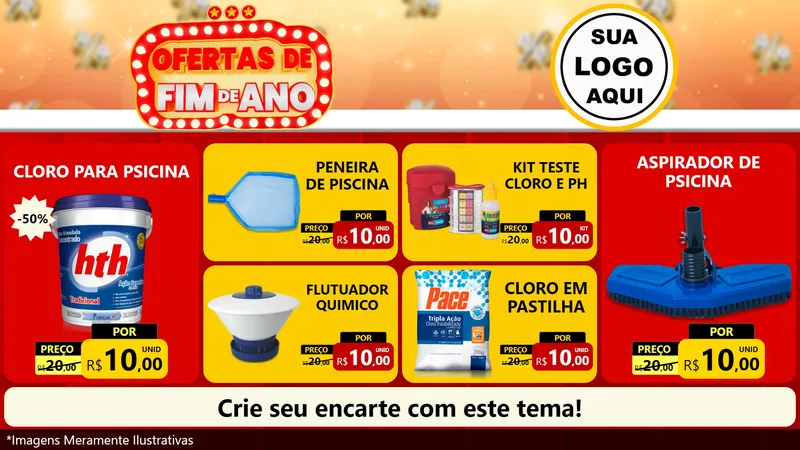 Modelo de TV para TV Horizontal com o tema Ofertas de Fim de Ano para Produtos para Piscina