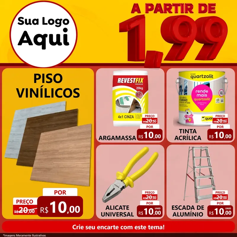 Modelo de Rede Social para Feed Facebook com o tema A Partir de Um e Noventa e Nove - 1,99 para Material para Construção