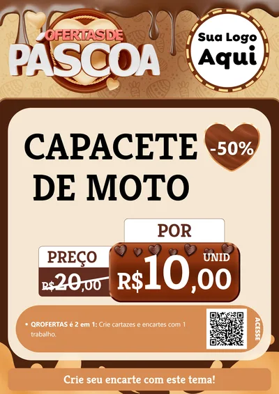 Modelo de Cartaz para Cartaz A4 Vertical com o tema Ofertas de Páscoa para Moto peças