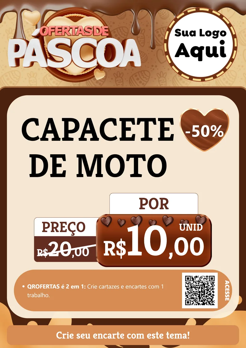 Modelo de Cartaz para Cartaz A4 Vertical com o tema Ofertas de Páscoa para Moto peças