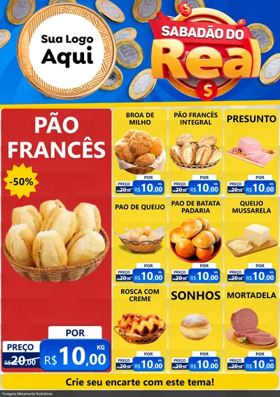 Modelo de Encarte para Encarte A4 Vertical com o tema Sabadão do Real para Padaria