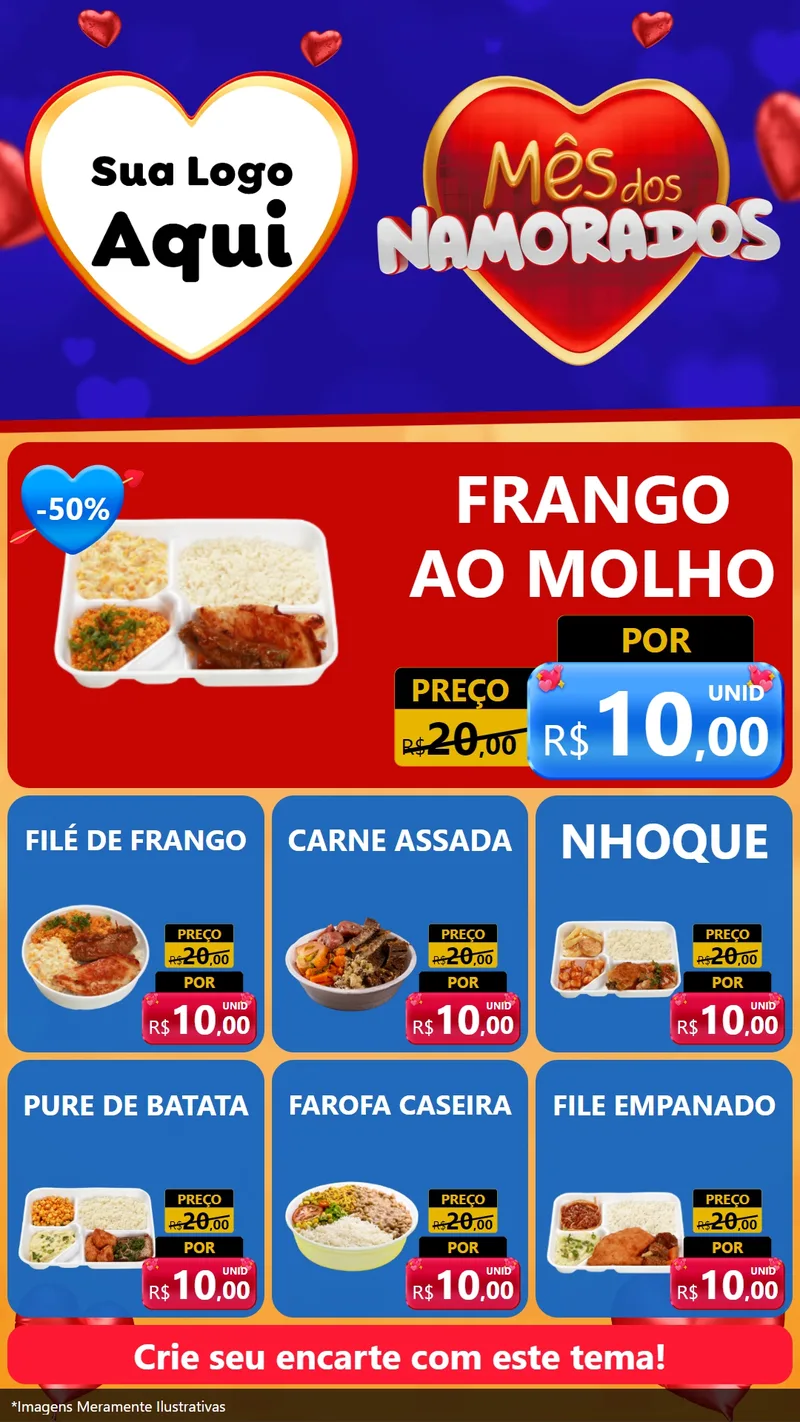 Modelo de Rede Social para Stories com o tema Mês dos Namorados para Restaurante