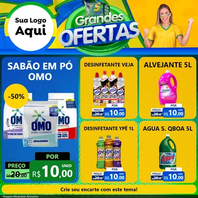 Modelo de Rede Social para Feed Facebook com o tema Grandes Ofertas para Produtos de Limpeza