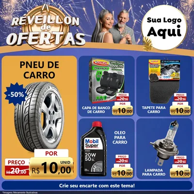 Modelo de Rede Social para Feed Facebook com o tema Réveillon de Ofertas para Auto peças