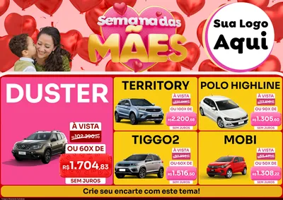 Modelo de Encarte para Encarte A4 Horizontal com o tema Semana Das Mães para Concessionaria de Carros