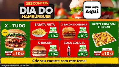 Modelo de TV para TV Horizontal com o tema Descontos Dia Do Hambúrguer para Hamburgueria
