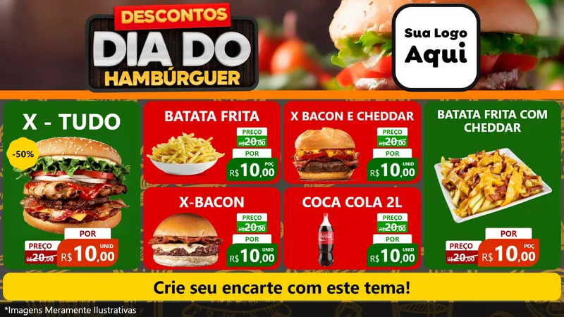 Modelo de TV para TV Horizontal com o tema Descontos Dia Do Hambúrguer para Hamburgueria